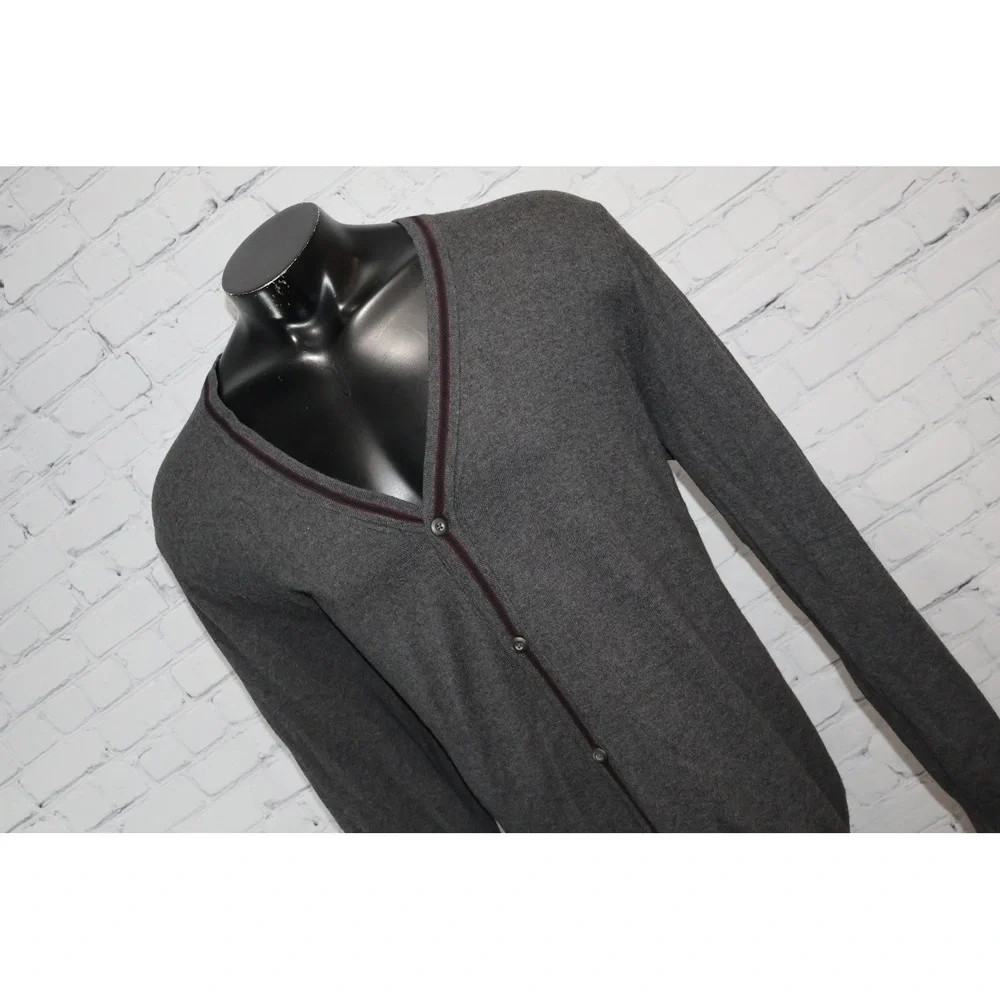 Banana Republic Cardigan Mens XL Gray V-Neck Cotton Wool Blend Front Button